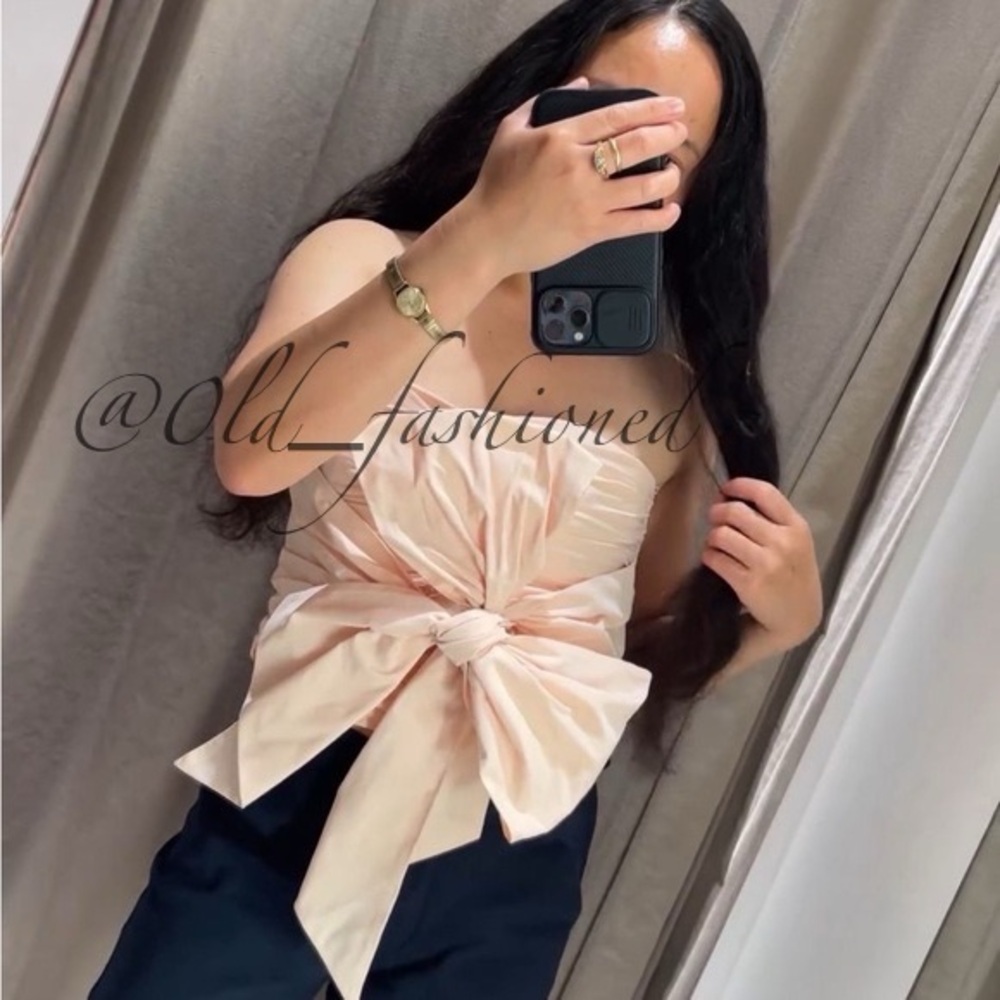 ZARA Bloggers Fav Taffeta Bow Top - Picture 3 of 15